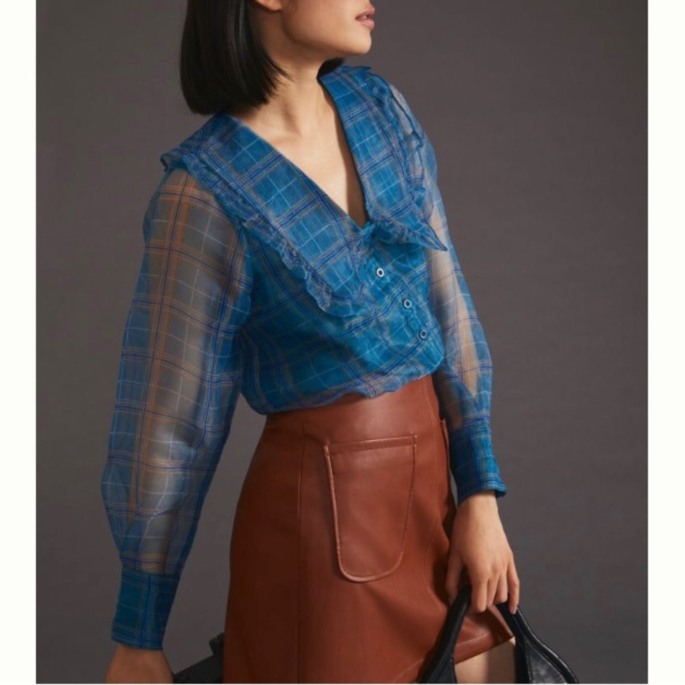 Anthropologie En Saison Sheer Sleeve Shirt